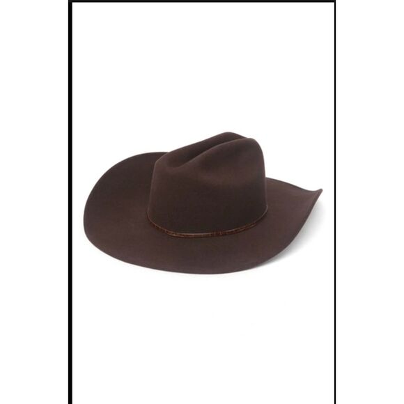 Eugenia Kim Velma Croc Trim Band Wool Cowboy Hat in Chocolate main image 6
